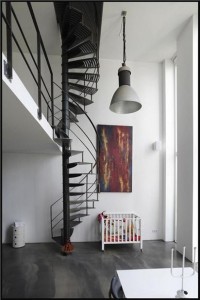 schody kręcone styl industrialny